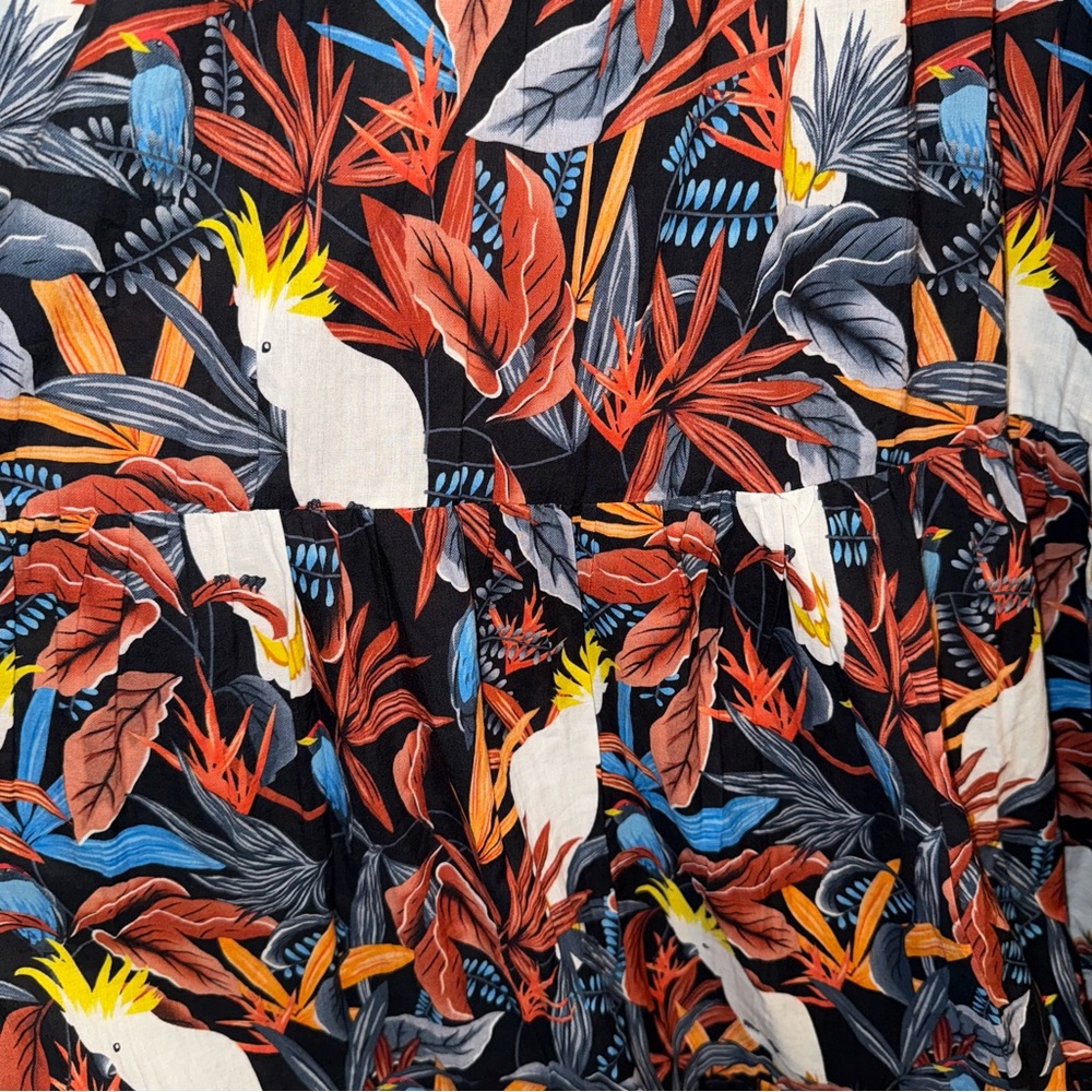 NEW Connor & Blake Lea Printed Cotton Maxi Dress Medium Cockatoo Bird boho - Picture 9 of 15